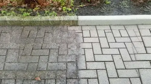 Patio pressure washing before and after