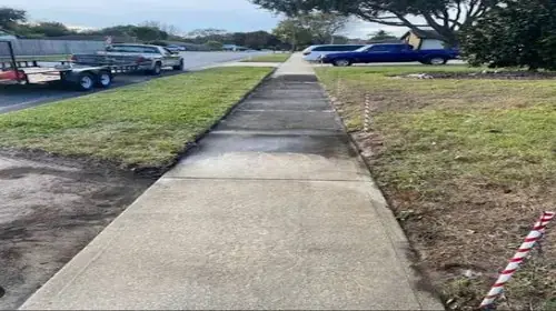 Sidewalk pressure washing result