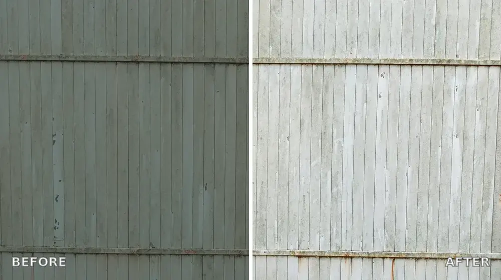 Fence cleaning before and after