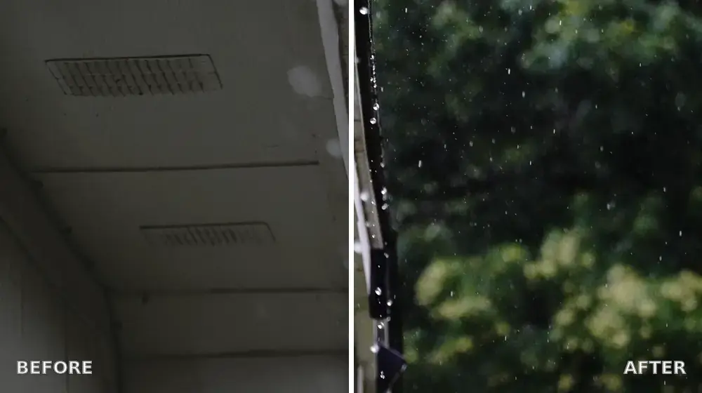 Gutter brightening before and after